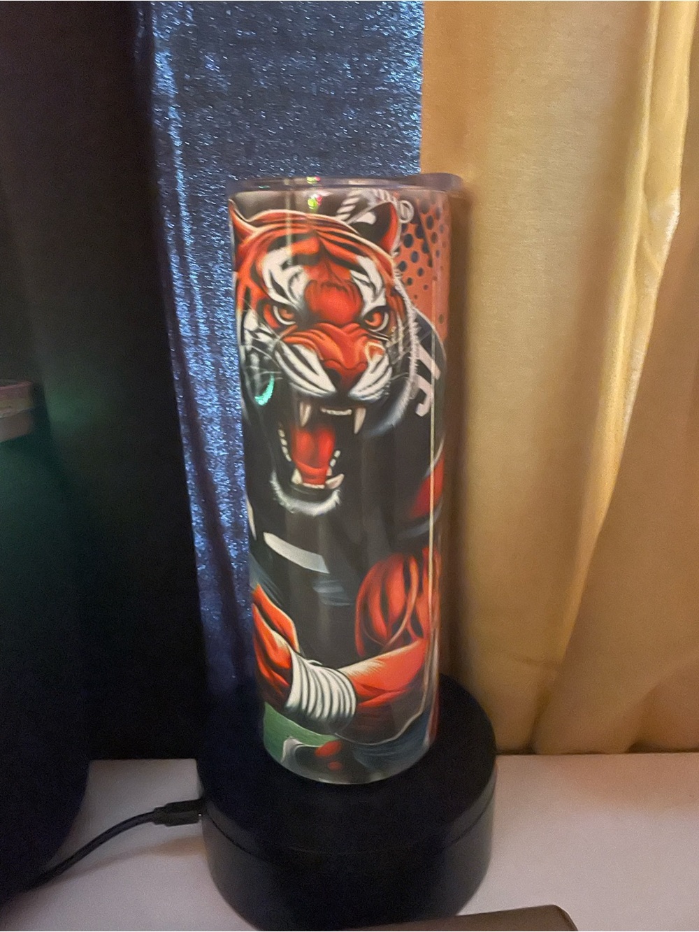 Red Tiger Cylinder Art Lamp - Unbranded
